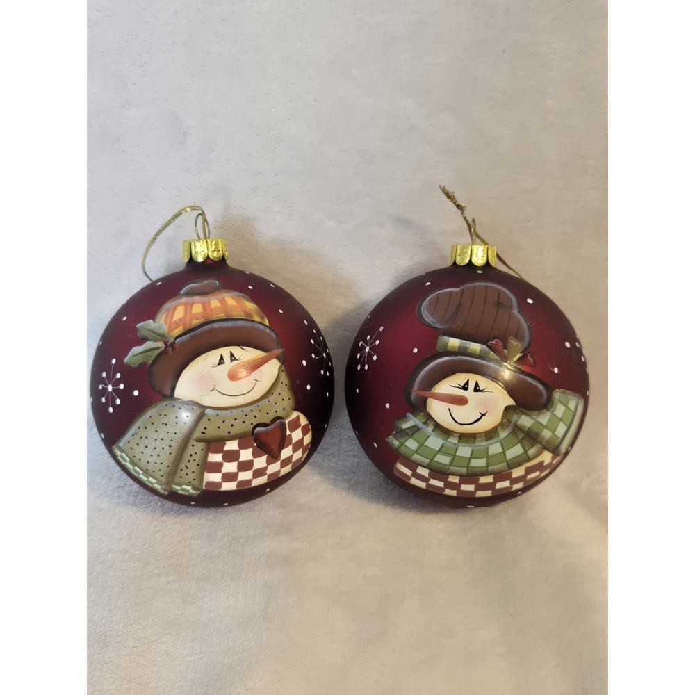 Crazy‎ Mountain Designs Snowman Christmas Tree Hanging Ornaments Set of 2 w/box
